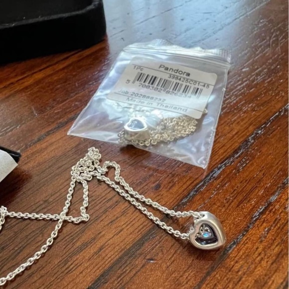 Authentic Pandora Sparkling Elevated Heart Necklace S925 ALE Sterling Silver NEW - Picture 5 of 10